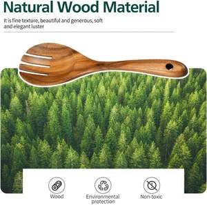 Ensemble de fourchettes et de cuillères à salade, ensemble de serveurs à salade à long manche, ensemble de cuillères de service en bois - Product Image 4