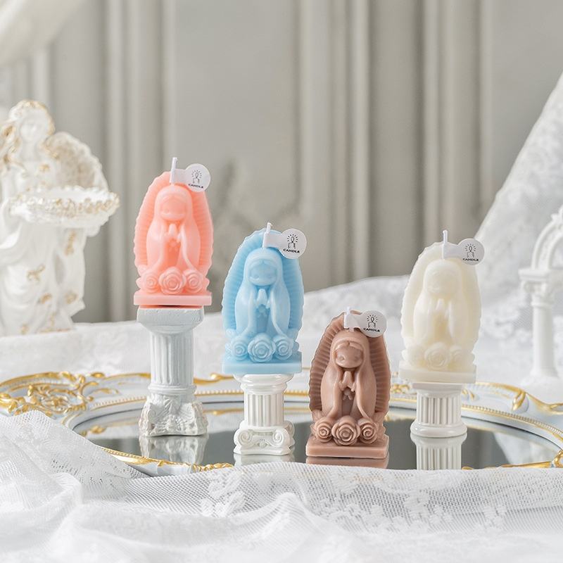 Virgin Mary Statue Scented Candle Cartoon Version Creative Photography ...