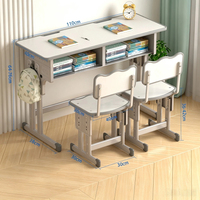 Ensemble de bureau et chaise double pour enfants, réglable en hauteur, table et chaise d'écolier pour la maison, mobilier de classe