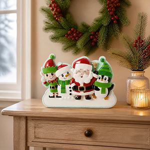 Décoration en résine en relief <span class=keywords><strong>de</strong></span> groupe familial <span class=keywords><strong>Père</strong></span> Noël, Bonhomme <span class=keywords><strong>de</strong></span> neige, Renne, Pingouin, sur socle enneigé autoportant, cadeau <span class=keywords><strong>de</strong></span> Noël - Product Image 4