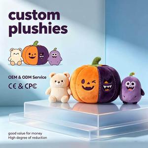 Peluche di Halloween: Zucca Bicolore, Piccolo Mostro di Peluche, Set Decorativo Personalizzato Certificato CE - Product Image 1