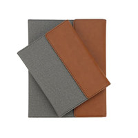 Cuaderno de cartera de lona y cuero PU Laserable-9 1/2 "X 12" con lazo para bolígrafo y ranuras para tarjetas de visita para regalos corporativos