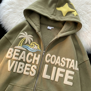 TKAN523 Custom High Quality <b>3D</b> Puff Print Acid Wash Men's Zipper <b>Hoodies</b> Streetwear Vintage Cotton Man's Heavyweight <b>Hoodies</b> - Product Image 6