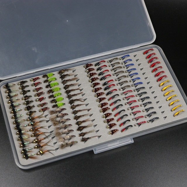 Wholesale 133pcs/Set Ultra-thin Portable Nymph Scud Midge Flies Kit Assortment with Box Trout Fishing Fly Lures