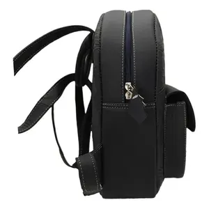 Fana Karolina <b>Black</b> Chiseled Cowhide <b>Backpack</b> 5L Unisex Daily Use Arcuate Shoulder Strap - Product Image 3