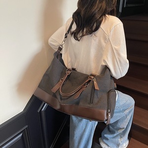Retro Style Design Canvas <b>Tote</b> <b>Bag</b> Zipper Eco-Friendly Water-Resistant Unisex Fashion Large Capacity 20-35L Travel Backpack - Product Image 3