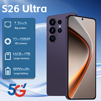 Smartphone S26 Ultra Kenya 7,3 pouces 90Hz Android 15 16 Go 1 To 108 MP 8800 mAh Deca Core Écran LED 5G Double SIM Carte TF Face ID