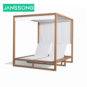 سرير استلقاء للشاطئ عالي الجودة فاخر في الهواء الطلق سرير استلقاء للشاطئ في جميع الأحوال الجوية مع مظلة سرير نهاري مقاوم للماء للحديقة أو استخدام المسبح - Product Image 3