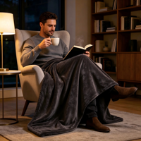Plaid en flanelle personnalisé de luxe européen en polyester, couverture légère effet laine, emballée sous vide, taille et slogan personnalisables