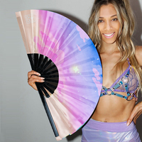 Grands Éventails Pliants Vintage Couleur Unie Kung Fu Noir Art Populaire Chinois Peinture Bambou Plastique DIY Fans de Danse à la Main Mariage