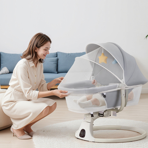 Berceau électrique pour bébé 5 en 1 avec panneau tactile intelligent, 10 berceuses, minuterie et télécommande pour apaiser les nouveau-nés et les aider à s'endormir en douceur - Product Image 1