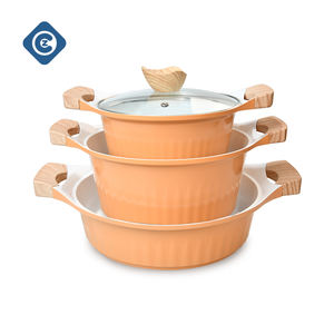 Juego de sartenes y ollas de fábrica personalizado, juego de utensilios de cocina de colores antiadherentes con fondo de inducción - Product Image 3