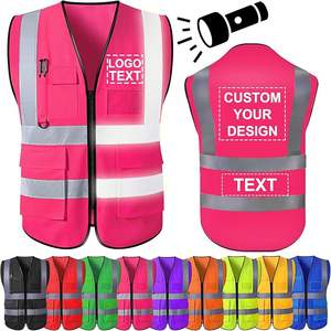 Gilet de sécurité haute visibilité personnalisé, vêtements de travail, logo personnalisé, homologué ANSI, maille respirante avec poches pour la construction et les entreprises - Product Image 1