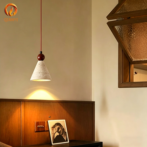Lustre suspendu vintage en pierre de travertin jaune, <span class=keywords><strong>luminaire</strong></span> intelligent et compact à intensité variable pour salle à manger, chambre et couloir - Product Image 4