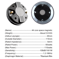 Haut-parleur de compression HF D450-1SP 110W 8 Ohm 26mm, avec compression à compression en titane 44-Core