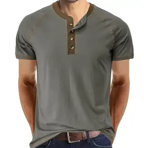 Fashion Men's Henley Shirts Classic Short Sleeve Basic Button Front Plain Sport Casual T shirts