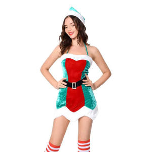 Conjunto de Lencería Sexy Exótica de Navidad para Mujer Adulta, Vestido Corto de Discoteca, Disfraz de Duende Navideño, Poliéster, TV y Cine - Product Image 5