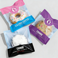 Özel Baskılı Tasarım Gıda Sınıfı Lamine Plastik Poli Küçük Şeffaf Isı Yalıtımlı Donut Bisküvi Tekli Kurabiye Paketleme Poşetleri