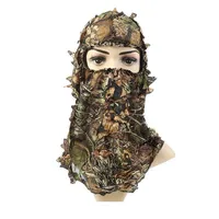 Masque facial 3D intégral, couvre-chef camouflage Ghillie, chapeau feuillage, accessoires de chasse