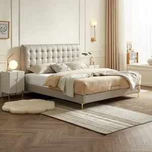 116013 Quanu Custom Light Luxury Home Furniture Bed Set Furniture Bedroom European Style King Beds