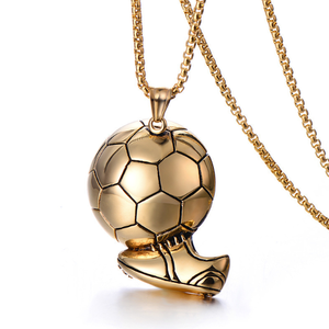 Personalizado 2026 ventiladores como soporte <span class=keywords><strong>Gif</strong></span> Popular fundido de acero inoxidable fútbol PVD plateado 18K Gpld colgante cuello; ACE - Product Image 1