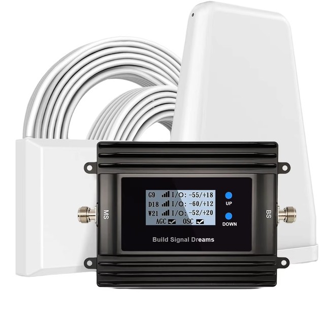 2026 Best-selling 4G 5G Tri-band GSM Mobile Signal Booster 900/1800/2100MHz LTE Repeater 500-1000sqm Coverage 70.0dB Gain