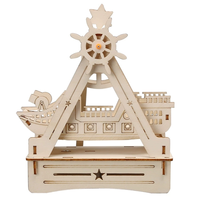 Kit de Modelo de Barco Pirata de Madera para Armar, Juguete Educativo STEM, Kit de Ensamblaje Práctico para Estudiantes, Proyecto de Manualidades para la Escuela y el Hogar