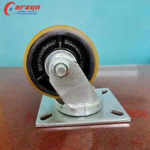 Heavy Duty Caster Wheel Steel Castors 6 Inch <b>Cast</b> <b>Iron</b> Core Polyurethane Swivel Casters with Galvanized Surface and Ball Bearing - Product Image 2