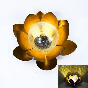 Lampes solaires LED modernes pour jardin extérieur, étanches, pour patio, allée, pelouse, avec design de fleur de lotus, décoration de cour - Product Image 4