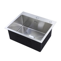 Wastafel Dapur Satu Lubang untuk Mencuci Sayuran, Stainless Steel 1 Buah, Modern dengan Permukaan Brushed