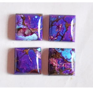 AMARA Cabujón de Cobre Turquesa Natural Morado de Forma Cuadrada con Reverso Plano, Gema Calibrada para Joyería, Anillos, Colgantes y Piedra de Nacimiento - Product Image 3