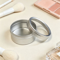 Boîte en aluminium métallique cylindrique de 40 ml avec couvercle à vis et fenêtre transparente pour cosmétiques, parfums, rouges à lèvres, bijoux, boucles d'oreilles et faux ongles
