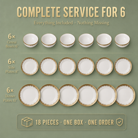 Service de table élégant en porcelaine fine (18 pièces) avec bordure dorée, en boîte cadeau colorée, idéal pour mariage ou cadeau de mariée - Vente en gros
