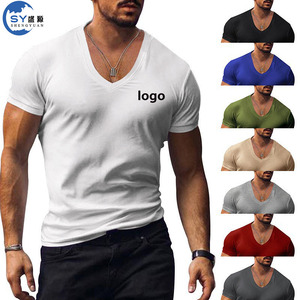 <span class=keywords><strong>T</strong></span>-<span class=keywords><strong>shirt</strong></span> en gros personnalisé à <span class=keywords><strong>col</strong></span> en <span class=keywords><strong>V</strong></span> – Imprimez votre photo ou logo – Haut <span class=keywords><strong>blanc</strong></span> pour <span class=keywords><strong>homme</strong></span> - Product Image 1