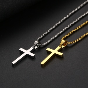 ARNAN collana con ciondolo a croce religiosa in acciaio inossidabile da uomo placcato oro nero preghiera Choker anniversario cristiano - Product Image 3