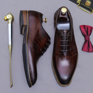 Zapatos de cuero retro de estilo formal de una sola pieza para hombre, de cuero genuino, hechos a mano, estilo británico, estilo Oxford informal. - Product Image 3
