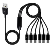 Cable de carga USB 6 en 1 con 6 Interfaces tipo C Cable de datos de blindaje trenzado de PVC para teléfonos móviles Ordenadores Cámaras Auriculares