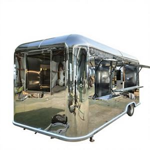 Carrito de Comida Móvil con Ventanas Dobles de Servicio, Diseño de Arco Redondeado para Área Panorámica, Venta de Snacks y Bebidas, Hot Dogs, Helados, Acero Inoxidable - Product Image 1