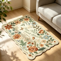 Tapis d'intérieur personnalisé vintage à bords festonnés, à poils ras, tissé à la machine en polyester, antidérapant, doux et lavable pour salon