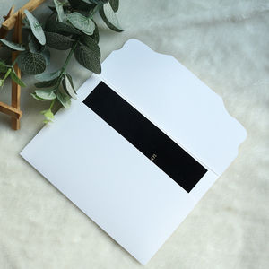 Недорогая бархатная Свадебная пригласительная карточка в мусульманском стиле черно-белая папка для приглашений с горячей печатью конверты - Product Image 2