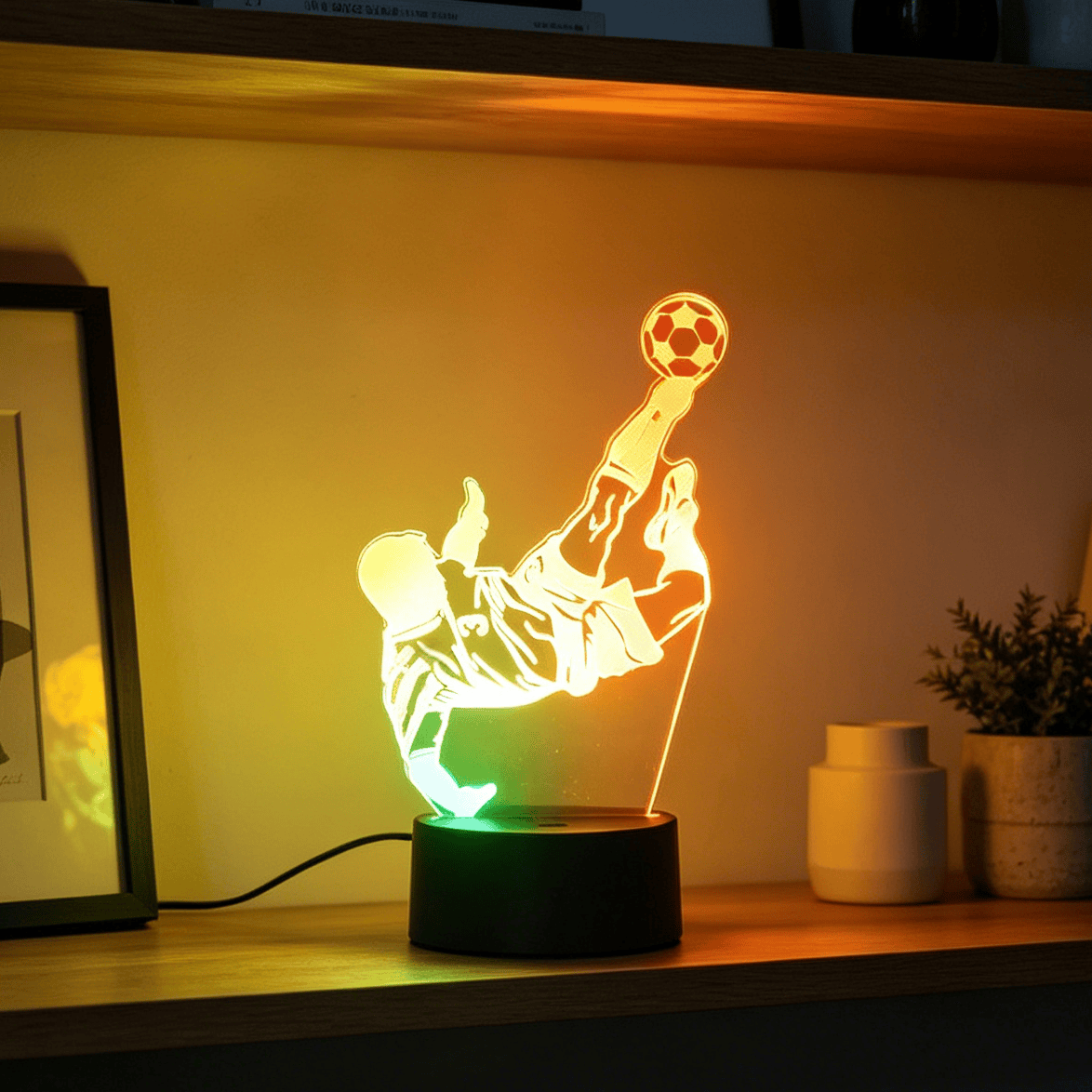 Factory Wholesale 3D Night Lamp Luminous Colorful Led Night Lights Home Decor Remote Control Football Acrylic Table Lamp
