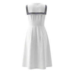 Vestido Camisero Largo Retro 2026 con Cuello Marinero y Botones para Mujer, OEM/ODM por Fábrica de Ropa China, Vestido Vintage Blanco - Product Image 2