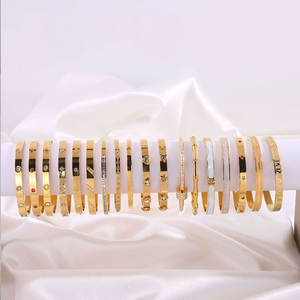Pulseras y Brazaletes de Lujo al por Mayor de Acero Inoxidable 316L, Chapados en Oro de 14k y 18k, con Circonitas, de Diseñador, para Mujer - Product Image 1
