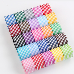 Băng ruy băng kẻ caro nhiều màu sắc, hai mặt, 40mm, 50 thước/cuộn, bán buôn, đa năng, dùng cho tiệc tùng, gói quà, trang trí nhà cửa - Product Image 1