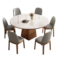 Table à manger pliante rétractable en bois massif de luxe léger, combinaison moderne et simple de chaises en bois de roche pour les petits foyers
