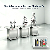 Machine de traitement d'aérosols semi-automatique à 3 unités pour le remplissage, le sertissage et le gonflage de la mousse à raser, de la crème et du désodorisant liquide