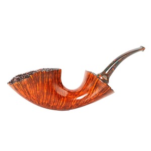 Muxiang Wooden Tobacco Pipe Bent Shape Briar Wood With Burl Bark Handmade Solid Wood Filter Traditional Design - Product Image 4