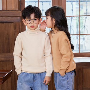 Vente en gros de chandails en pure laine pour enfants en automne et en hiver <span class=keywords><strong>pull</strong></span> à col haut pour garçons tricots épaissis pour filles bas haut - Product Image 4