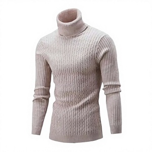 Pull à col roulé en tricot pour homme, coupe ajustée, chaud, élégant, à manches longues, décontracté, doux et confortable - Product Image 2