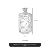 Pot de rangement transparent pour cure-dents et cotons-tiges, texture ondulée, anti-poussière, pour comptoir de salle de bain, organisateur de bâtonnets de coton pour la maison